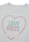 Guess Older Girl Embellished Heart Short Sleeve Tee, Blue