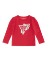 Guess Mini Girls Floral Triangle Long Sleeve T-Shirt, Red