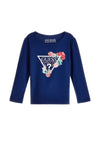 Guess Mini Girls Floral Triangle Long Sleeve T-Shirt, Navy