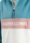 Harper & Lewis Unisex Mellow Quarter Zip Fleece, Blue & Cream