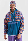 Harper & Lewis Sloan Unisex Retro Pattern Quarter Zip Fleece, Teal & Purple