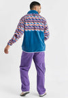 Harper & Lewis Sloan Unisex Retro Pattern Quarter Zip Fleece, Teal & Purple