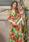 Hope & Ivy The Poppy Wrap Dress, Red & Green