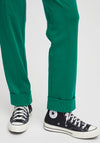 ICHI Kate Slim Leg Casual Trouser, Cadmium Green