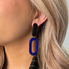 Seventy1 Oval Charm Clip On Earrings, Black & Blue