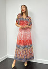 Serafina Collection One Size Paisley Maxi Dress, Red