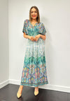 Serafina Collection One Size Paisley Maxi Dress, Teal