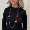 Serafina Collection Long Statement Necklace, Red & Gold