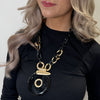 Serafina Collection Pendant Chain Link Long Necklace, Black & Gold