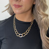 Absolute CZ Oval Link Chain Necklace, Gold