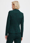 Ichi Abstract Shimmer Print Blazer, Black & Green