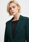 Ichi Abstract Shimmer Print Blazer, Black & Green