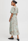 Ichi Printed Drawstring Waist Maxi Dress, Mint Multi