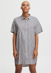 Ichi Striped Oversized Long Shirt, Natural