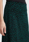 Ichi Abstract Shimmer Print Mini Skirt, Black & Green