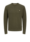 Jack & Jones Knit Crew Neck Sweater, Olive Green