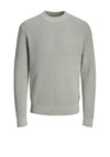 Jack & Jones Waffle Knit Jumper, Light Grey Melange