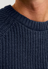 Jack & Jones Crew Neck Knit Jumper, Navy Blazer