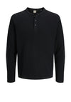 Jack & Jones Henley Long Sleeve T-Shirt, Black