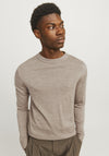 Jack & Jones Merino Knit Crew Neck Sweater, Greige Melange