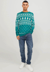 Jack & Jones Holly Xmas Knit Jumper, Alpine Green