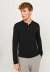 Jack & Jones William Long Sleeve Knit Polo Shirt, Black