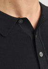 Jack & Jones William Long Sleeve Knit Polo Shirt, Black