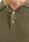 Jack & Jones William Long Sleeve Knit Polo Shirt, Peat Green