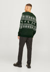 Jack & Jones Christmas Gabriel Knit Crew Neck Sweater, Forest Green