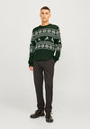 Jack & Jones Christmas Gabriel Knit Crew Neck Sweater, Forest Green