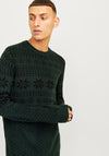 Jack & Jones Christmas Gabriel Knit Crew Neck Sweater, Green