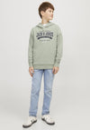 Jack & Jones Mini Boys Logo Long Sleeve Hoodie, Desert Sage