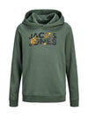 Jack & Jones Boys Corp Splash Long Sleeve Hoodie, Laurel Wreath