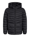 Jack & Jones Boys Esprint Puffer Hooded Coat, Black