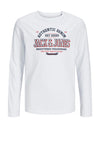 Jack & Jones Mini Boy Logo Long Sleeve Top, White