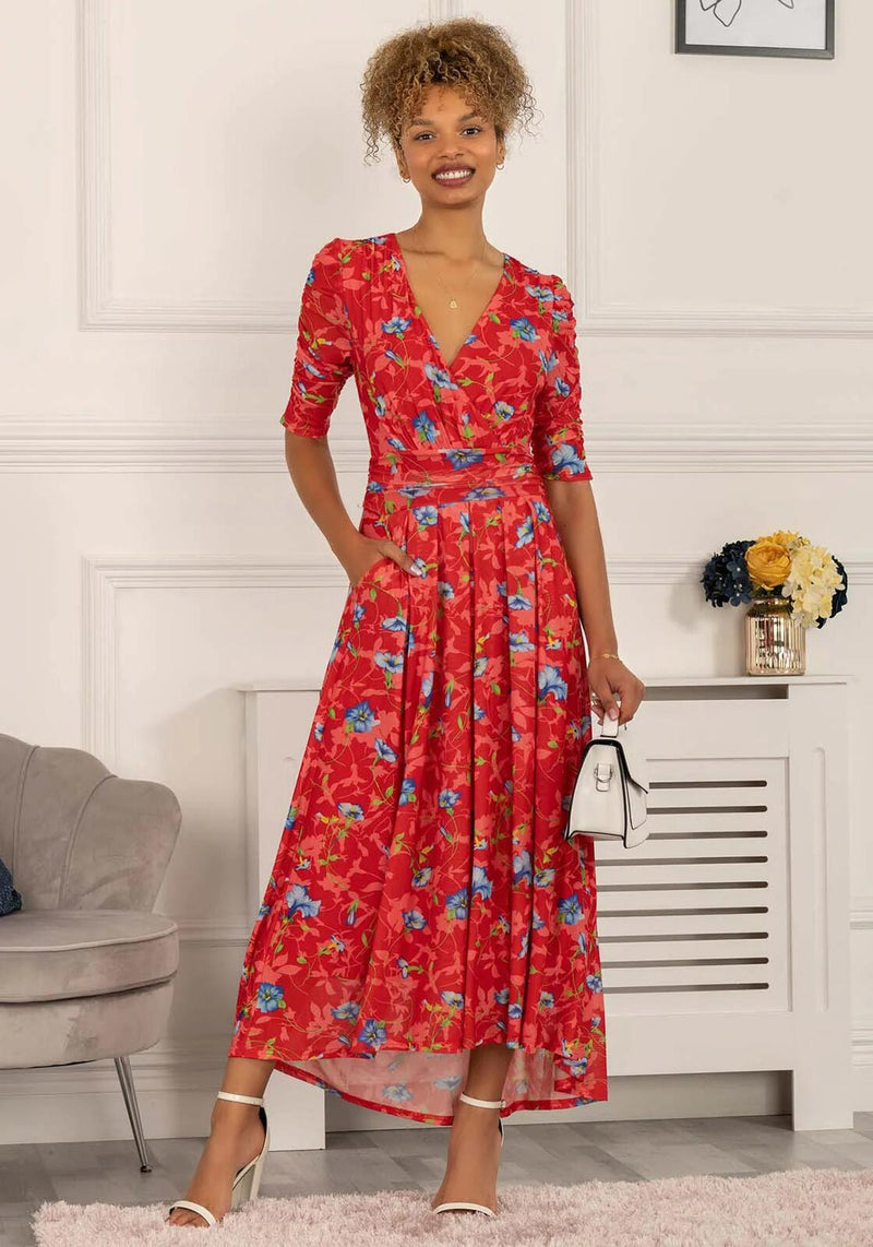 Julita Floral Mesh Midi Dress, Pink Floral – Jolie Moi Retail