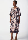 Joseph Ribkoff Leaf print Wrap Dress, Navy Multi