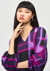 Joseph Ribkoff Check Balloon Sleeve Top, Purple