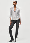 Joseph Ribkoff Metallic Cowl Neck Top, Silver