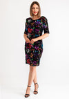 Joseph Ribkoff Sequin Flower Mesh Overlay Dress, Black