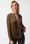 Joseph Ribkoff Satin V Neck Top, Leopard