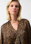 Joseph Ribkoff Satin V Neck Top, Leopard