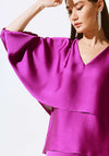 Joseph Ribkoff Layered Satin V Neck Top, Purple