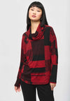 Joseph Ribkoff Cowl Neck Printed Jersey Top, Red & Black