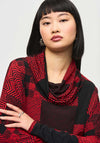 Joseph Ribkoff Cowl Neck Printed Jersey Top, Red & Black