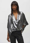 Joseph Ribkoff Metallic Wrap Top, Silver