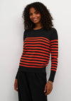 Kaffe Striped Sweater, Black & Red