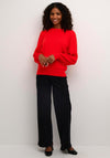 Kaffe Ribbed Balloon Sleeve Sweater, Red