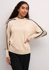 Kaffe Contrast Trim Sweater, Beige