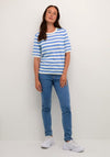 KAFFE Kalizza Stripe Short Sleeve Knit Sweater, Ultramarine